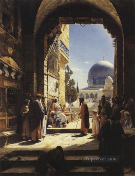  bauer Arte - A la entrada del Monte del Templo de Jerusalén Gustav Bauernfeind Orientalista